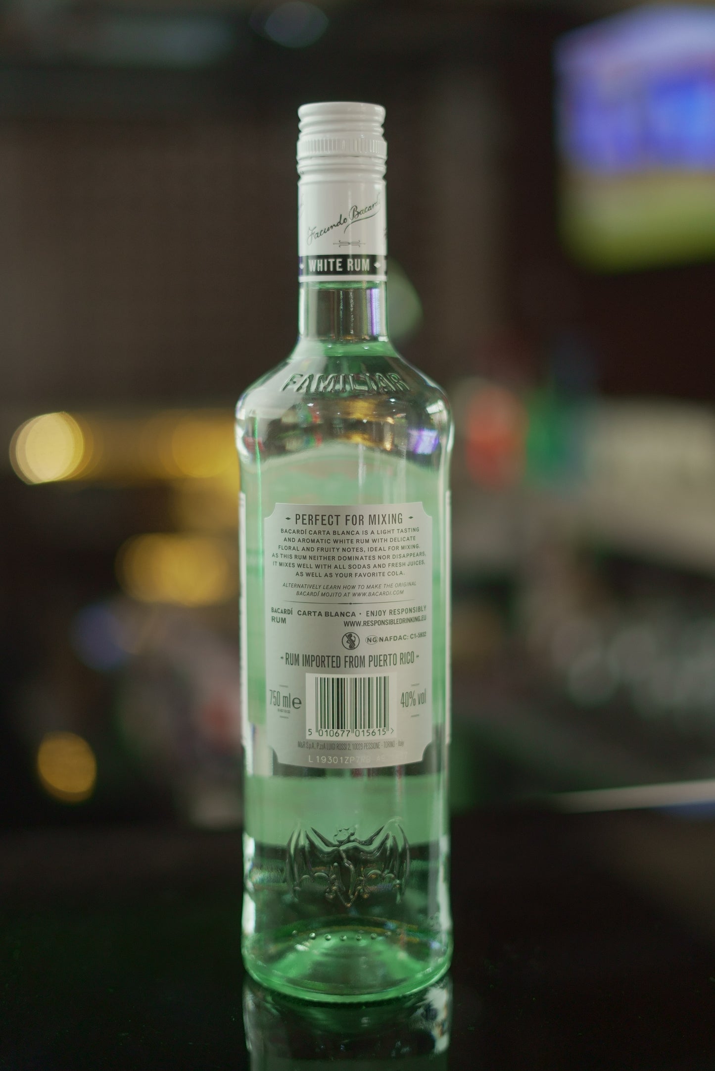 Bacardi white back label 